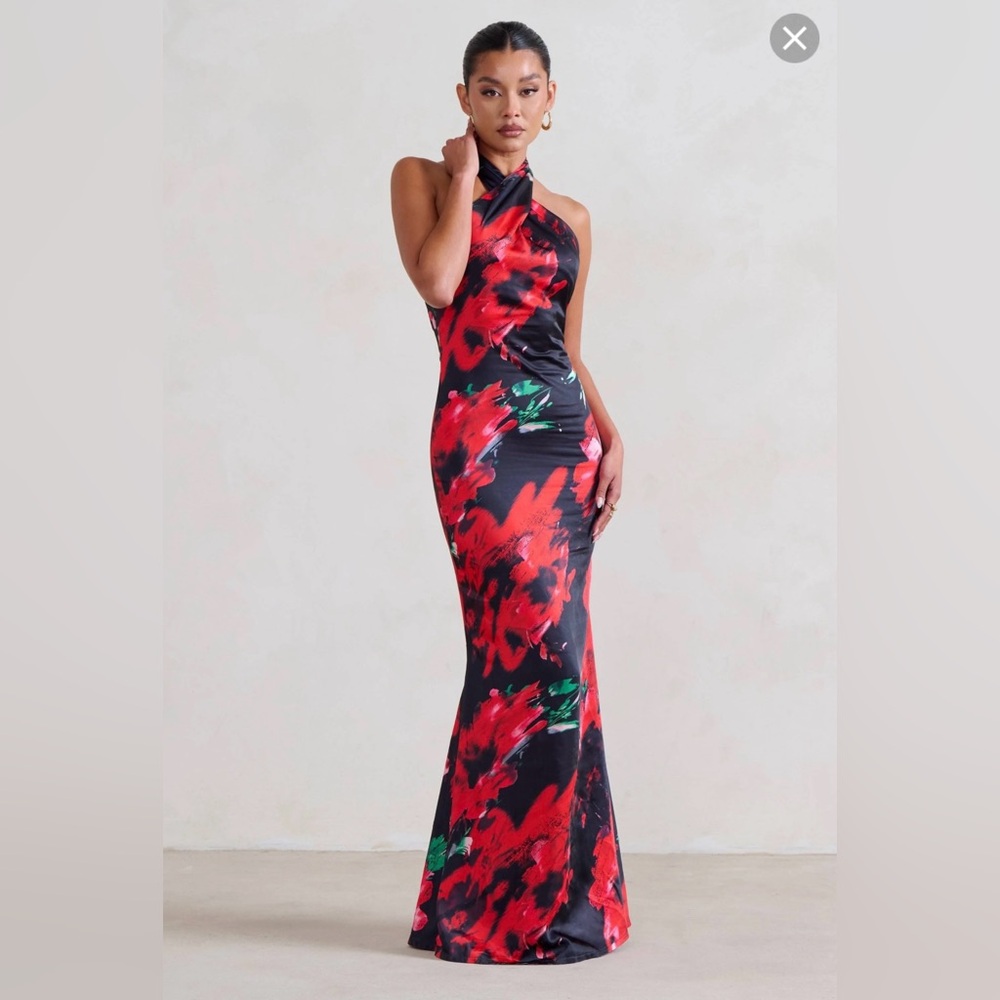 Club L London Formal Floral Maxi Dress, Size 6